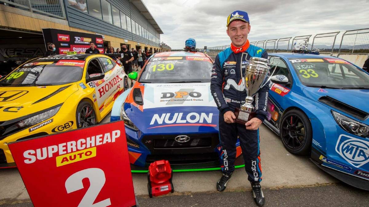 Bailey Sweeny after he made the podium of Round One of the Supercheap Auto TCR Australia series
