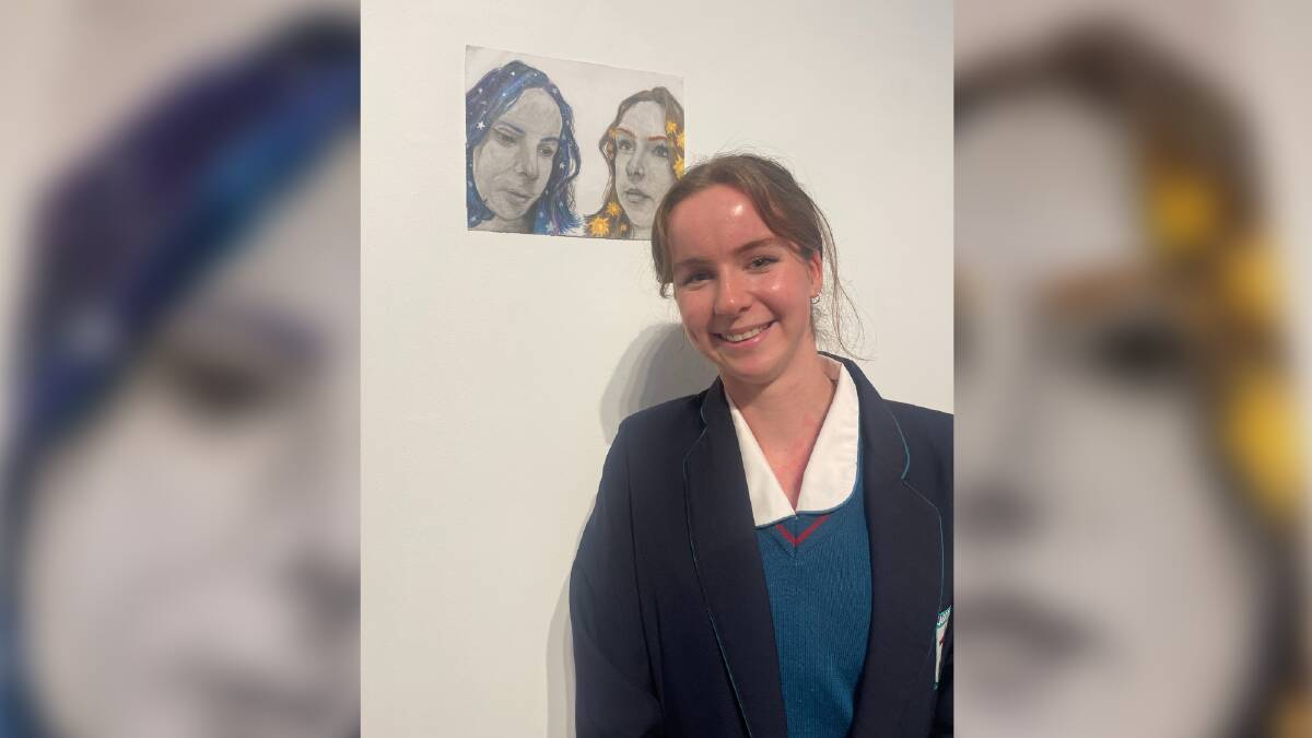 Winner of the inaugural Little Sellers Scholarship, Raphaella Herford with her winning work 'Highs and Lows and Inside-Out'. Picture: supplied
