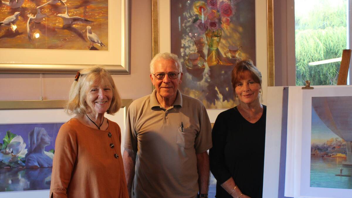 Grace Paleg, Jim Chaffey and Jenny Murphy from the South Coast Pastel Society