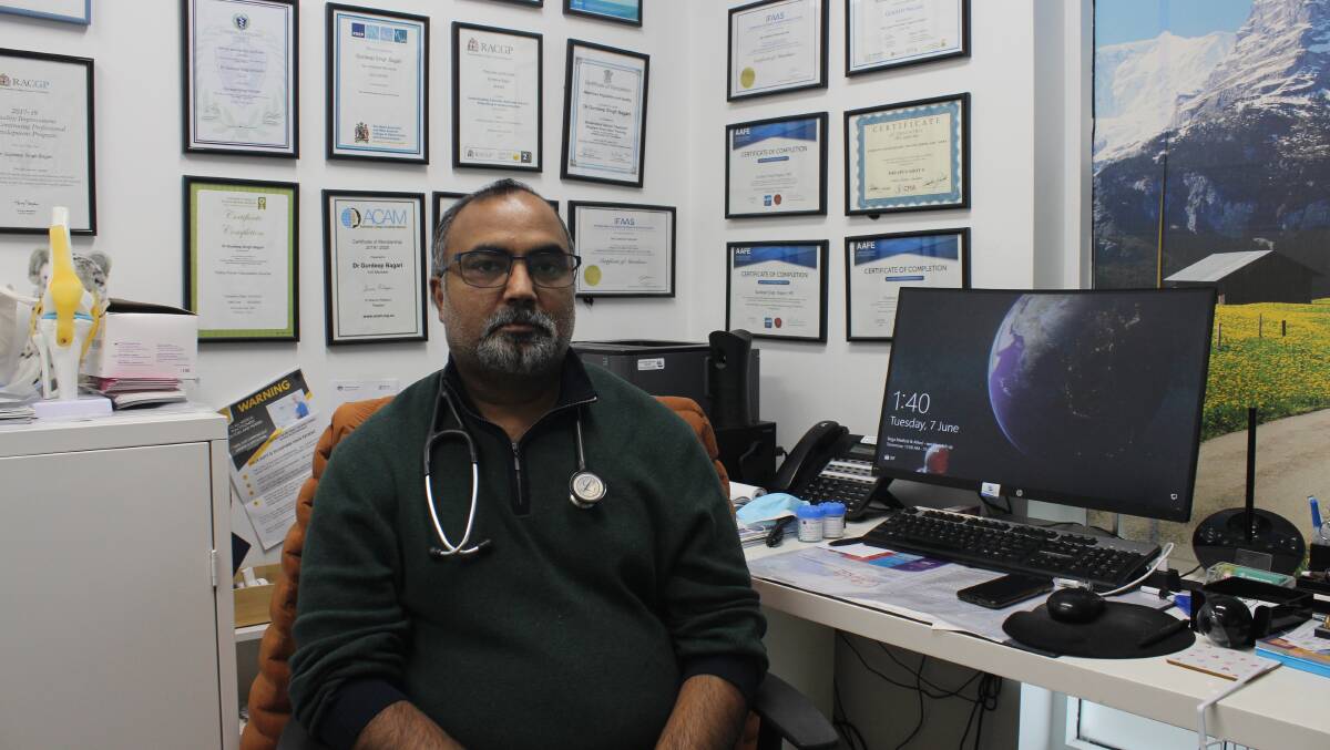 Dr Gurdeep Bagari at his desk at Narooma Medical and Specialist Centre
Picture: James Tugwell