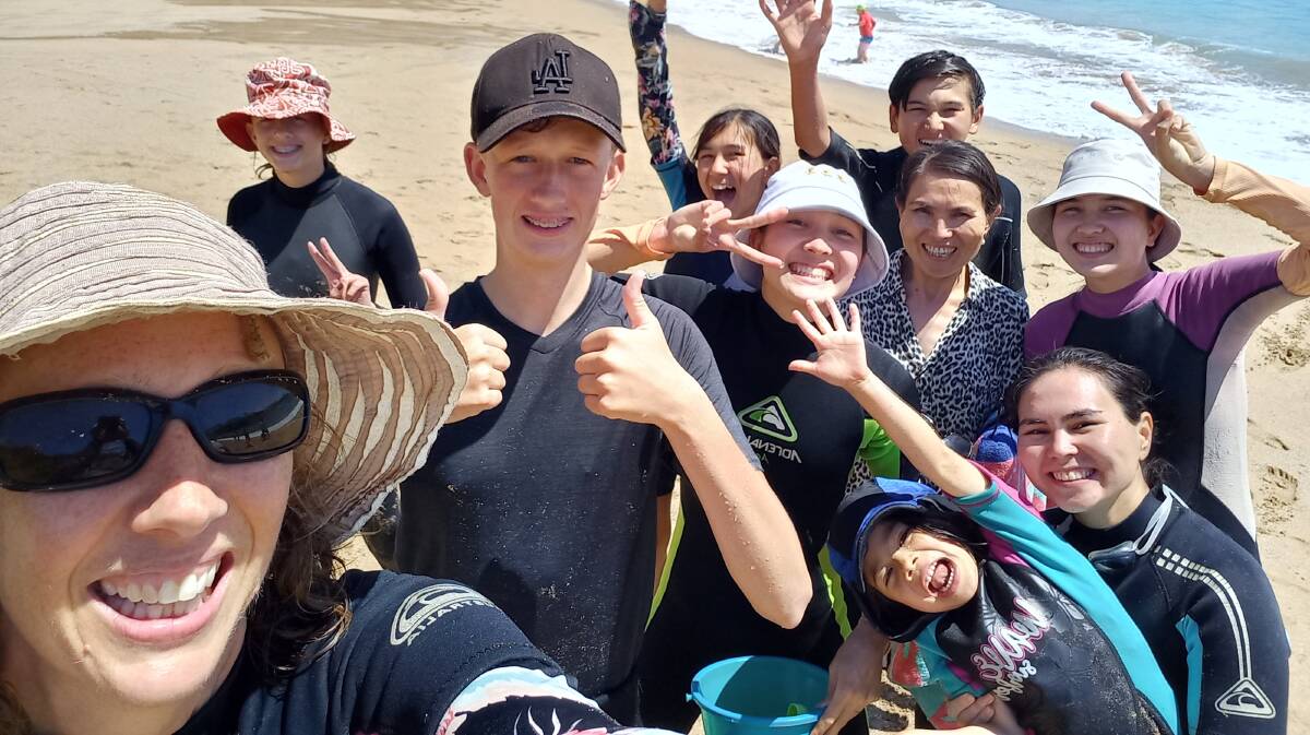 COUSIN SELFIE: Asifa and Shilo's children, who call each other cousins, at McKenzie's Beach. Picture: supplied