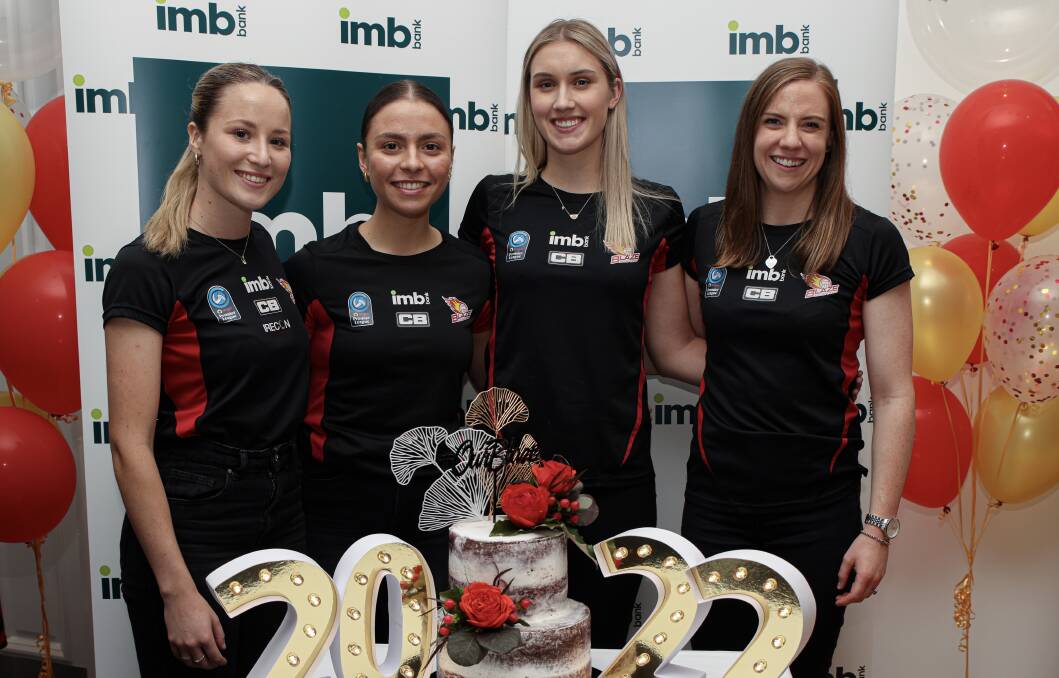 LEADERS OF THE PACK. The South Coast Blaze Captains (From Left) Bronnee Loy, Clare McCrohon, Jess Bowden, Katelyn Anderson (absent Taylah Davies). Photo: May Bailey/Clusterpix Photography. 