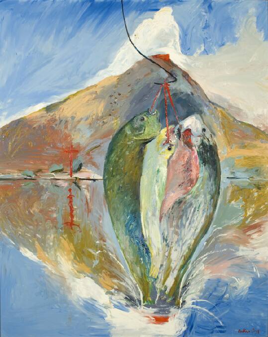 WHAT'S ON? Arthur Boyd, Peter's fish and crucifixion,1993, oil on canvas, 168.4 x 137.9cm, Bundanon Collection. Picture: Supplied.
