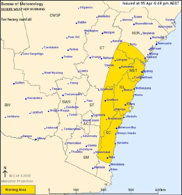 SEVERE WEATHER WARNING: Has been issued by the Bureau of Meteorology. Picture: SES. 