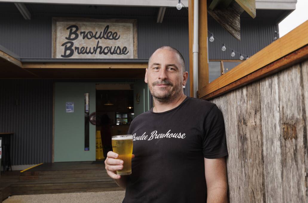 Venue manager David Quinton at Broulee Brewhouse holds a freshly poured tropical ale, which is very popular with their regulars. Picture by Keegan Carroll