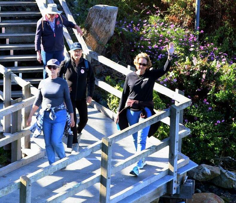 Some 16 people joined the Out of the Shadows walk in Narooma on Sunday, September 16, to mark World Suicide Prevention Day. Picture supplied
