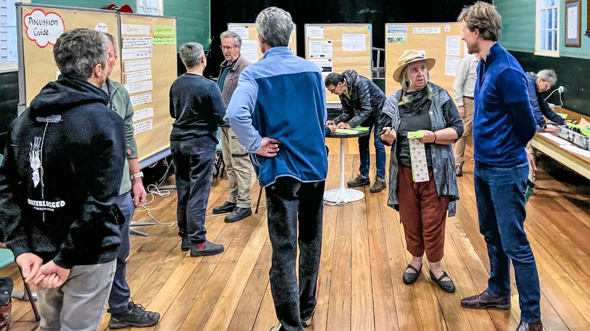 At the SuRF community forums in Tilba, Mystery Bay and Bodalla over the weekend of June 17-18, high-level overviews of each community's microgrid design were presented by Bjorn Sturmberg from ANU's battery and solar and grid integration program. Picture supplied.