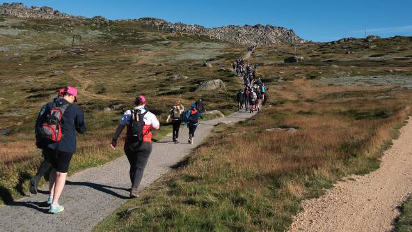 The Kosi Challenge is a 21-kilometre return walk from Thredbo to Mount Kosciuszko. It is the major fundraiser for Rare Cancers Australia. Picture supplied
