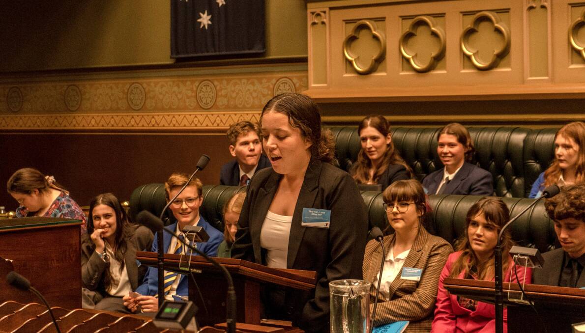 Cobargo's Lucy Allen spoke at the NSW Parliament in Sydney in July as part of The Y NSW Youth Parliament program. Picture by Campbell Quintrell