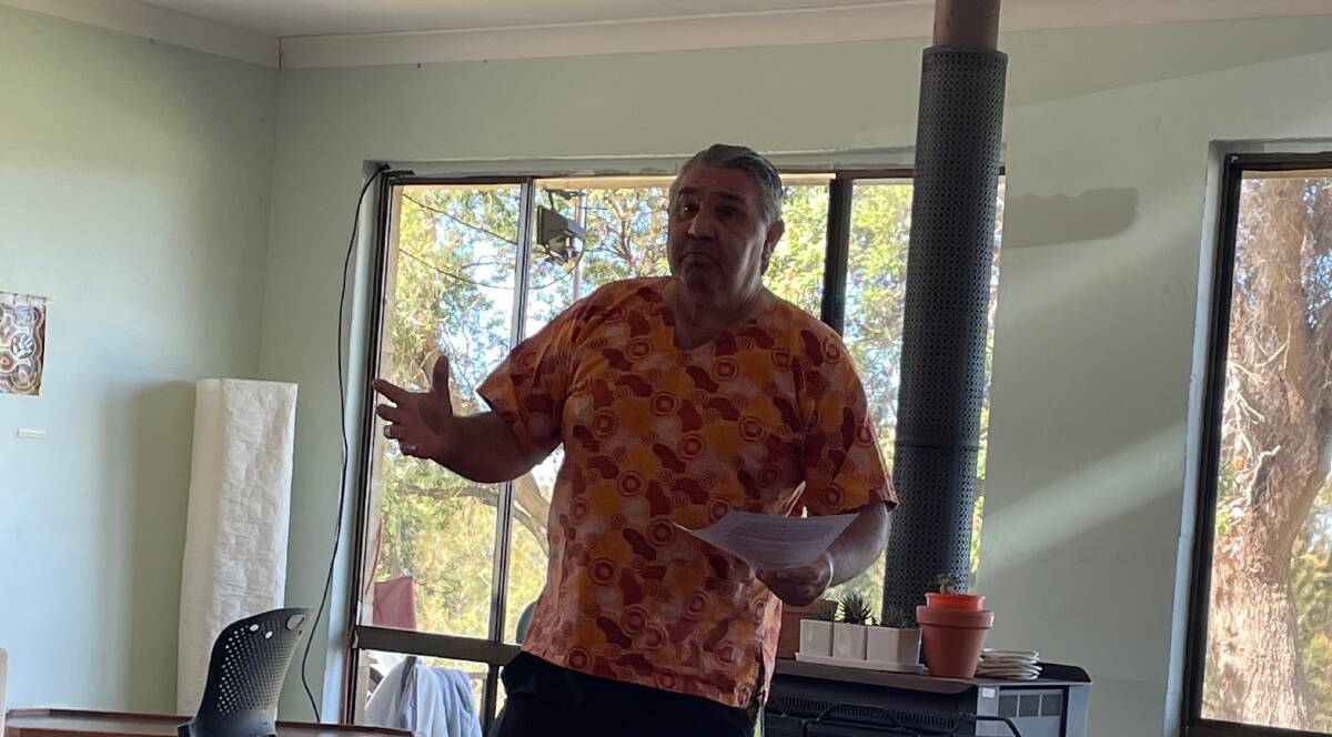 Walbunja Elder Bunja Smith was one of several leaders to speak up in favour of voting for the Voice to Parliament at the meeting in Bingie on September 9. "Have a look at who wants us to vote no - Pauline Hanson and Peter Dutton." Picture by Marion Williams