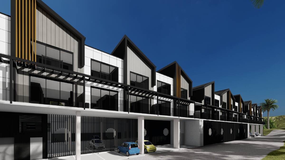 Burrawang Lane view. Each two-storey apartment would have a private courtyard and balcony and two parking spaces in the basement car park. Picture courtesy of Kasparek Architects