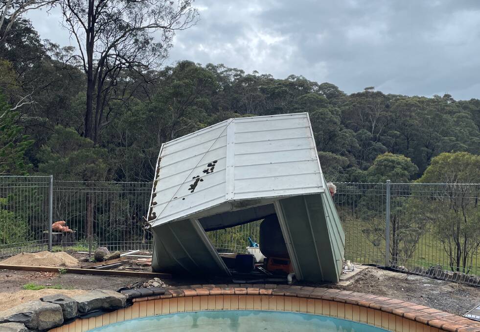 The swimming pool shed at an Akolele property will have to be replaced after being battered by fierce winds on Wednesday, November 29. Picture by Marion Williams
