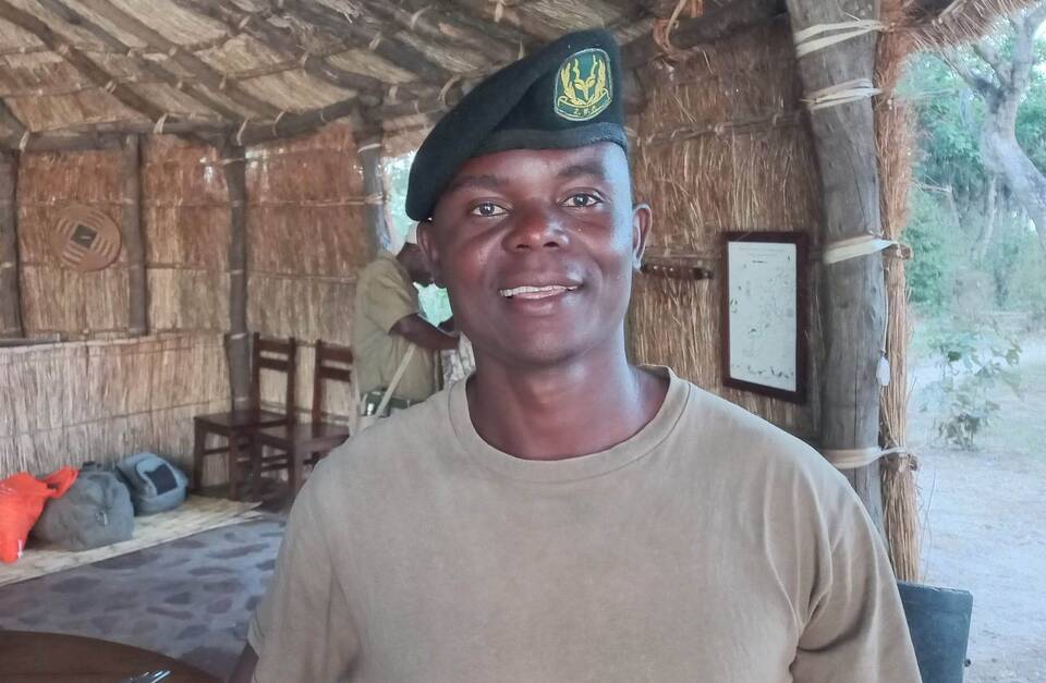 Dryton Phiri, the courageous armed guard from Zambia Department of National Parks and Wildlife who singlehandedly faced the herd of stampeding mother elephants while the other three men fled for their lives. Picture supplied.