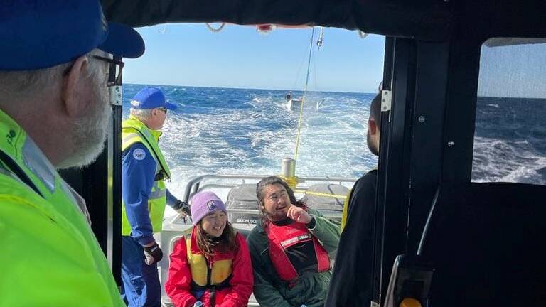 Six young sailors are brought back to shore by Marine Rescue Narooma. Photo: supplied