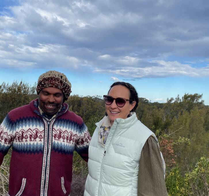 Wayne, a member of the South Coast Aboriginal Fishing Rights claim, with Fiona Cornforth, a member of the First Nations Referendum Engagement group. Picture by Marion Williams