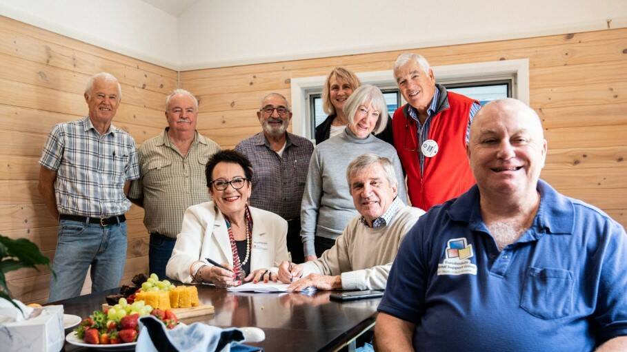 Carers Accommodation Eurobodalla Regional Hospital committee David Gibson, Peter Smith, Margaret Bennett, John Nader, Leslie Crompton, Steph Carter, Rob Pollock, Steven Young and Brad Rossiter OAM. Picture supplied.