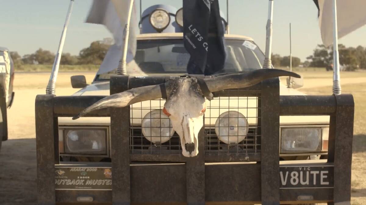 A ute equipped with a heavy bull bar and skull. Picture by David Jackson