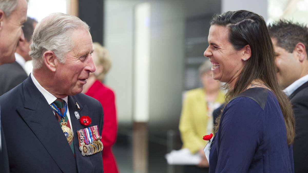 King Charles met Lydia Williams at the National Museum of Australia in 2015. Picture Jay Cronan