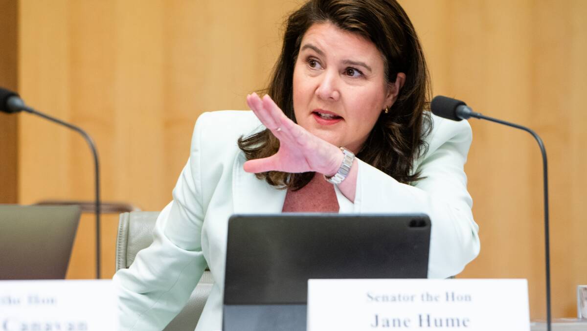 Chair of the Senate cost of living inquiry, Senator Jane Hume. Picture by Elesa Kurtz