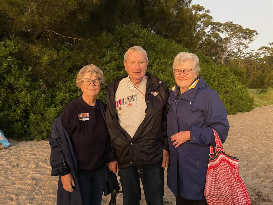 From left: Lyn and Barry Brown and Helen Hughes at Wimbie Beach.