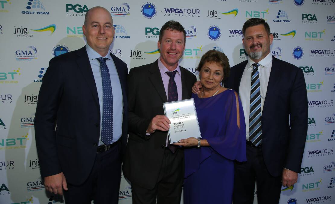 From left: Catalina Club assistant general manager Mitchel Judd, director of golf Rodney Booth, club president Cathie Flynn, and general manager Guy Chapman at the NSW Golf Industry Awards on November 6. Picture supplied