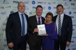 From left: Catalina Club assistant general manager Mitchel Judd, director of golf Rodney Booth, club president Cathie Flynn, and general manager Guy Chapman at the NSW Golf Industry Awards on November 6. Picture supplied