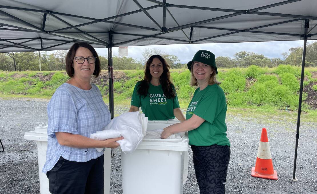 'Give A Sheet' volunteers accepted almost one tonne of recyclable textiles and linen from Eurobodalla residents on November 25, 2023. Picture via Eurobodalla Shire Council