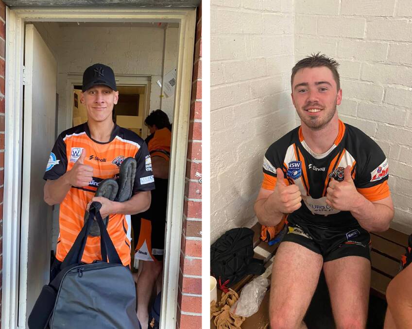 Braiden (left) and Ziak made their first grade debut with the Bay Tigers in the Round 9 clash against the Merimbula-Pambula Bulldogs on Sunday, June 19. Picture supplied