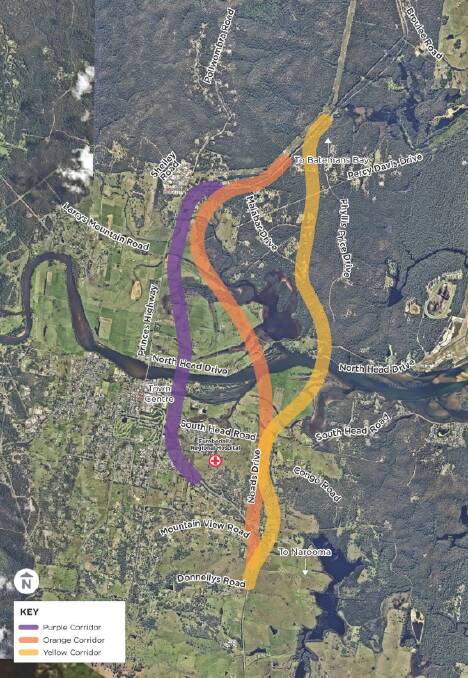The three shortlisted bypass corridor options that went out for community consultation in April 2022. Picture supplied.