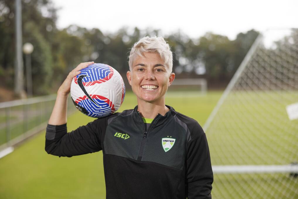 Canberra United Capitan Michelle Heyman is hoping to be called into the Matildas squad. Picture by Keegan Carroll
