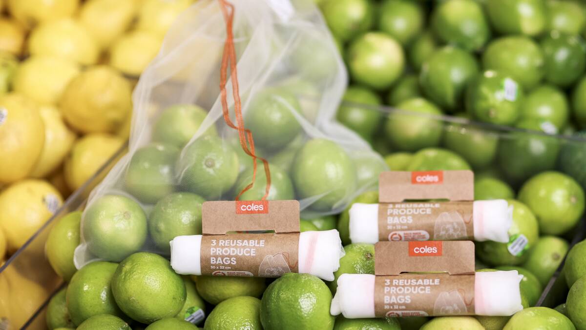 Once the trial begins on September 14, Canberrans will have to pay $3 for a three-pack reusable bag for their fruit and veg. Picture: Supplied