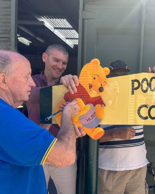 Winnie-the-Pooh is looking happy with his new honey jar. Picture by Eurobodalla Shire Council