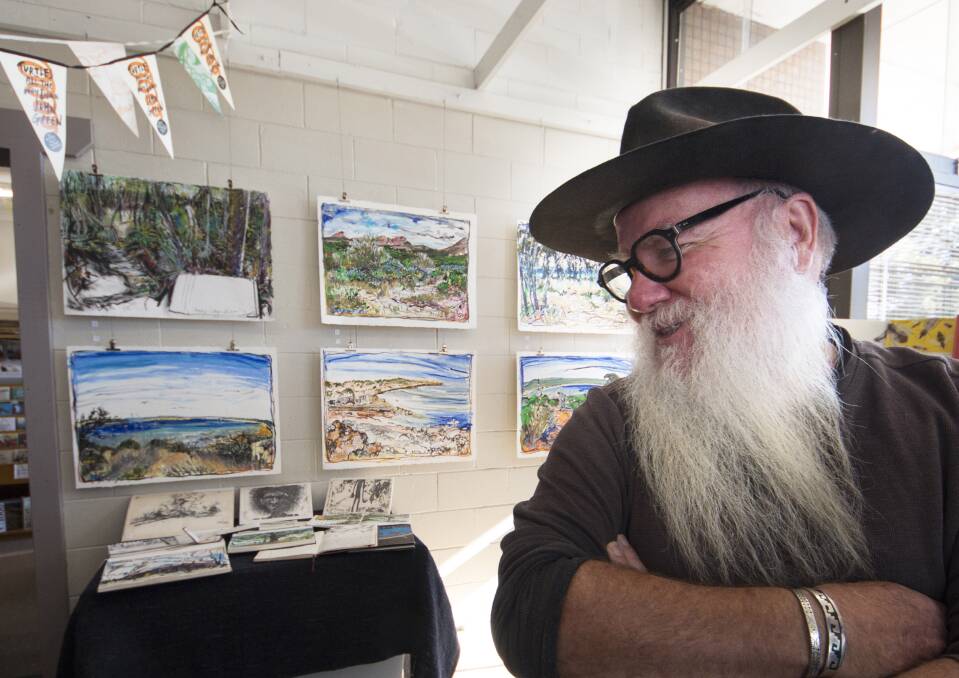 LOVE OF ART: Broulee artist Steve Fox's pen and ink sketches will go on display as part of a retrospective exhibition at Moruya until August 4. 