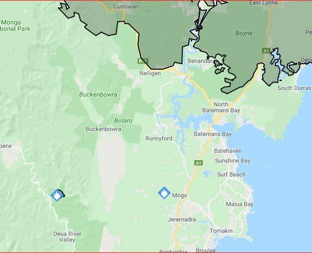 Firefighters were called to a fire north-west of Mogo. They are also fighting a fire north-west of Moruya.