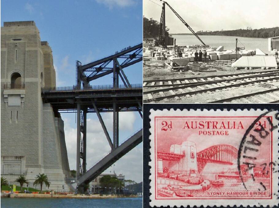 Big birthday: Complete with a coat of Moruya Granite on its pylons, the "coathanger" Sydney Harbour Bridge is now 85.