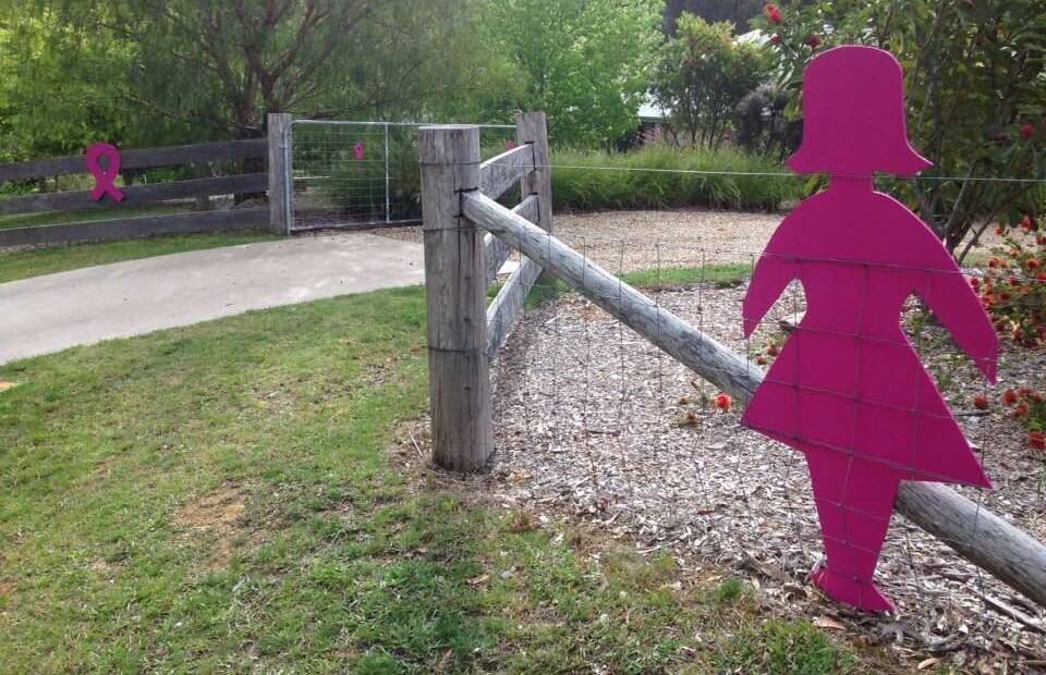 FEEL THE LOVE: This pink garden had a life size manikin dressed as little pink girls for all the people the owner knew with breast cancer, or those who had died. 