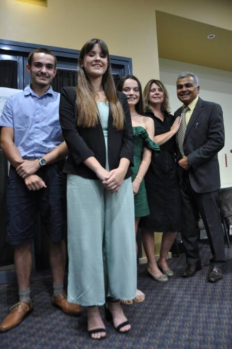 PRICE : Alana Price has won the major Singh scholarship. She is pictured with fellow recipients Lawson Roser and Meg McCallum; Lynne Damerell and Sanjay Singh.