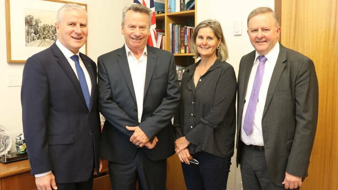 The FIX IT NOW campaign seeks a bi-partisan commitment for a safer Princes Highway. Deputy PM Michael McCormack and Shadow Infrastructure Minister Anthony Albanese (right) met Australian Community Media editor's John Hanscombe and Kerrie O'Connor in Canberra in December 2018.
