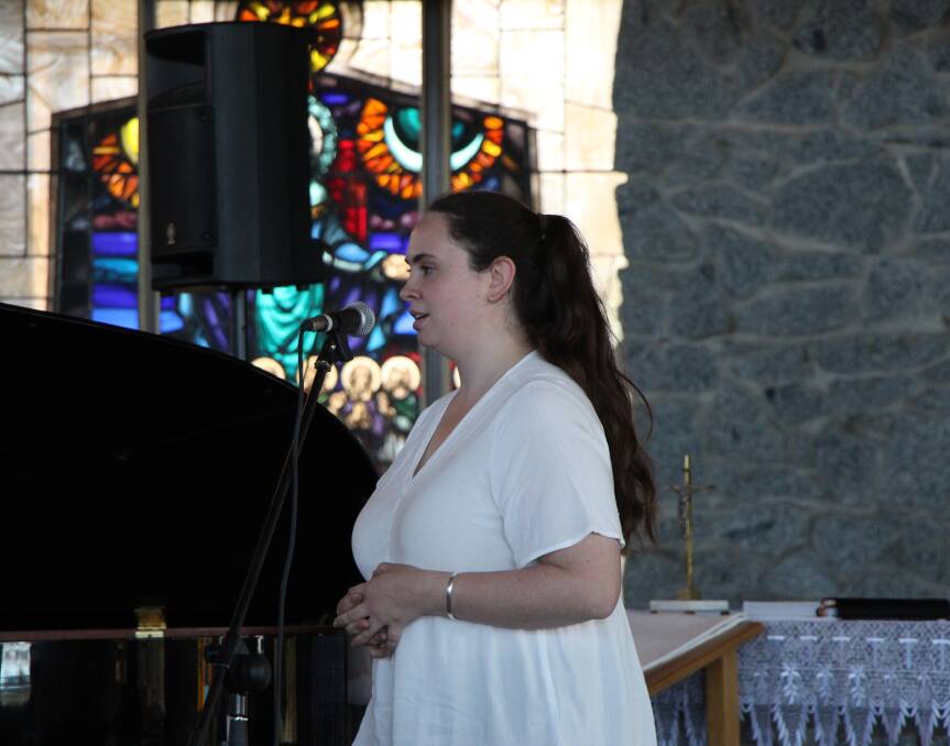 ON SONG: Sylvie Williams on song at the St Cecilia Music Society Scholarship concert at St Bernard's Church, Batehaven.