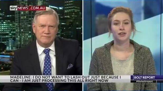 Madeline, who was fired for saying she would vote 'no' in the same-sex marriage survey, hit back on Tuesday. Photo: Sky News