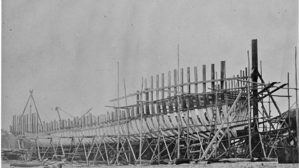 Building of the Kianga, a cargo ship, in 1920-21 in Narooma.