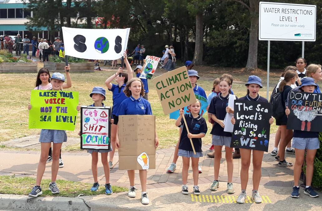 STUDENT STRIKE: Moruya students gathered recently to demand action on climate change.