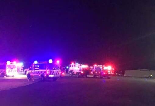 Fire crews at Merimbula Airport on Thursday, August 29, after a plane was forced to make an emergency landing.