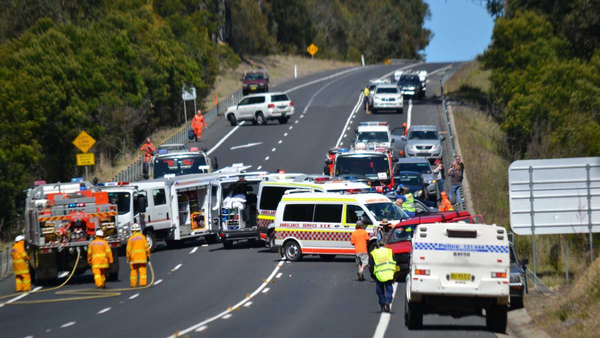 HEAD-ON: The 2014 crash at Waldrons Swamp which killed an elderly couple. The bill for Princes Highway crashes is almost $80 million per annum.
