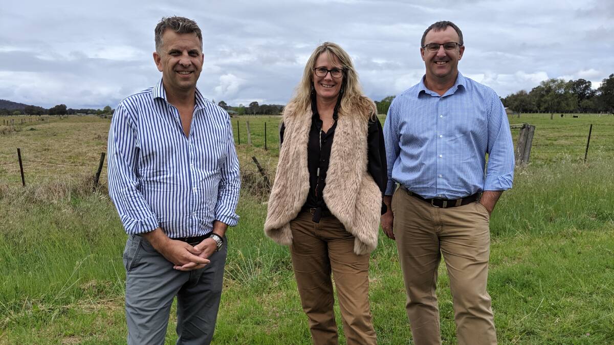 Bega MP Andrew Constance, Eurobodalla Shire Mayor Liz Innes and planning director Lindsey Usher in Moruya on October 11, 2019, after the LEP was ticked off.