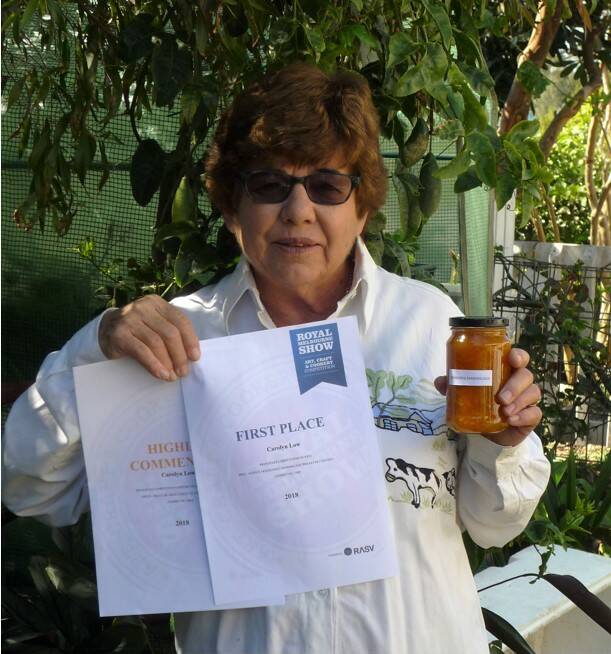 MARVELLOUS MARMALADE: The Eurobodalla's own Carolyn Low is celebrating after being awarded First Place at the Royal Melbourne Show for her mandarin marmalade. She received a Highly Commended for her pickled zucchini.
