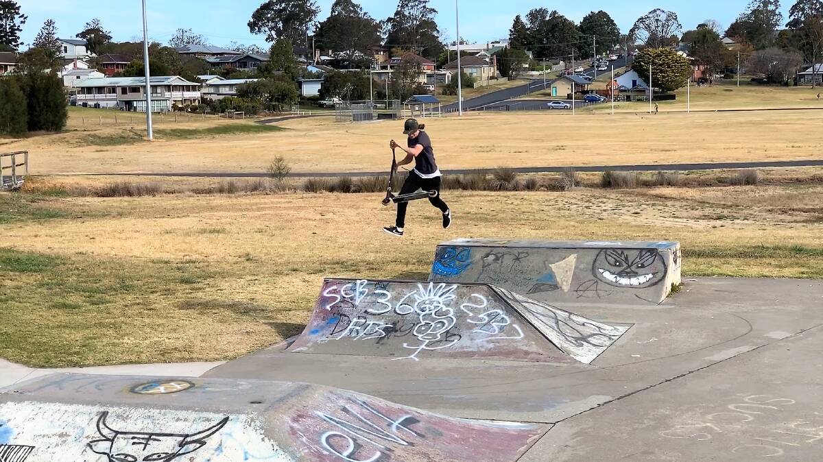 AIR TIME: Scooter action at Moruya skate park. Five competitions and four skills clinics for skate, scooter and BMX enthusiasts will be held across the shire.