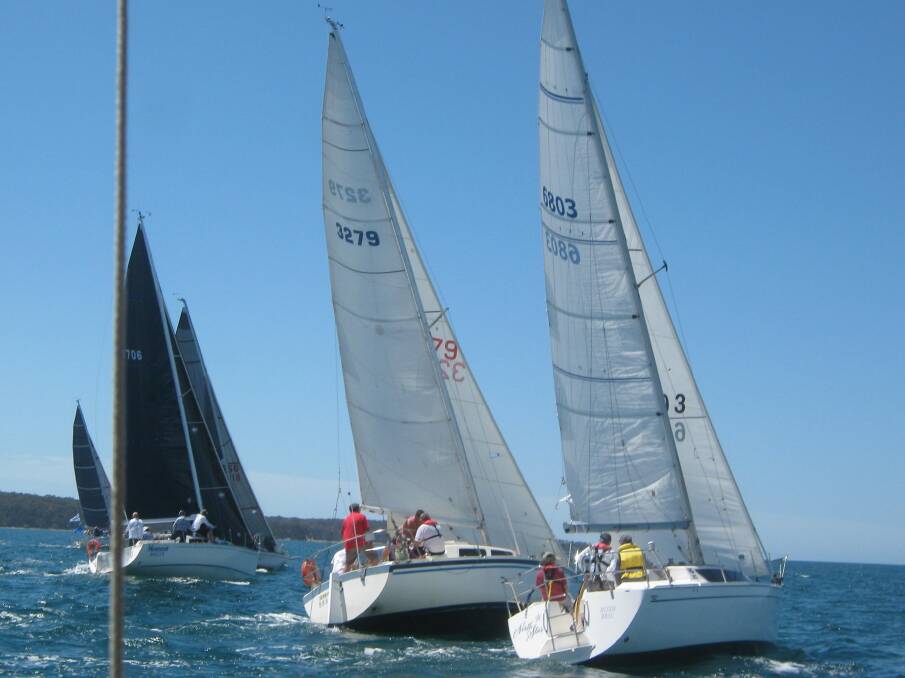 THEY'RE OFF: Terry Paton's picture of the Batemans Bay Sailing Club starting line on Saturday, October 19.