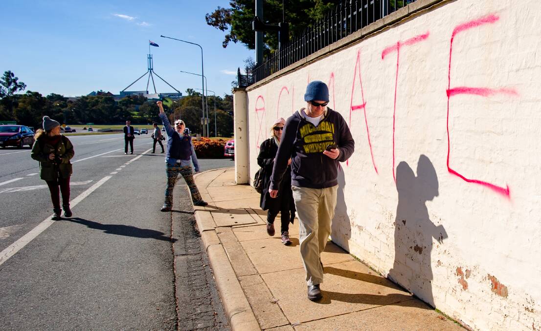 A graffitied wall at The Lodge on Tuesday. Picture: Elesa Kurtz