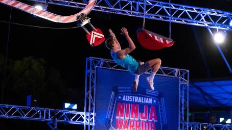 Otis Waratah, 16, from Tathra on the NSW Far South Coast tackles the Australian Ninja Warrior obstacle course during its new season. Picture: Nine